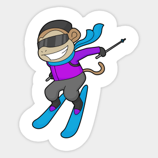 Monkey Skier Ski Sticker
